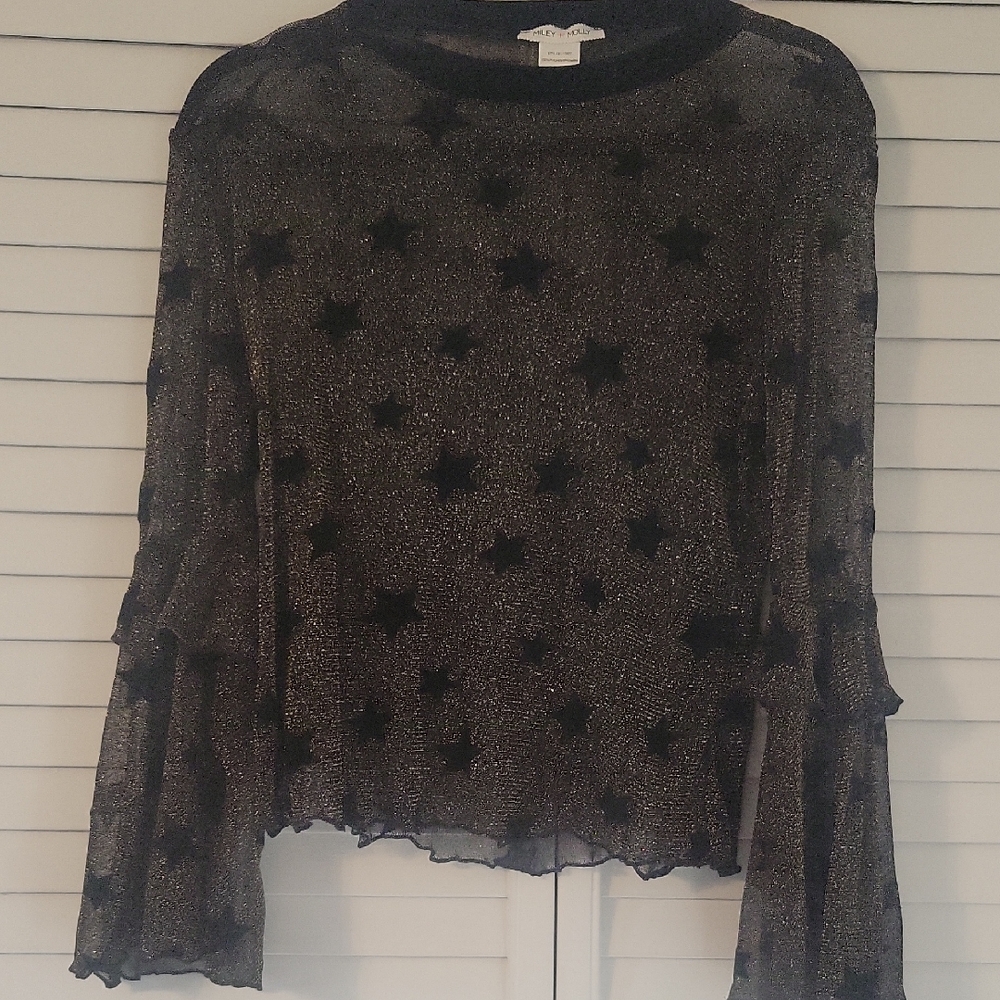 Chic Black Star Patterned Women's Blouse